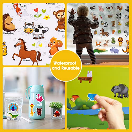 ASTARON 3D Sticker Scenes Book for Kids,88 Pcs Reusable Animals Jelly Stickers for Toddlers, Puffy Sticker Game Educational Sensory Learning Toy,