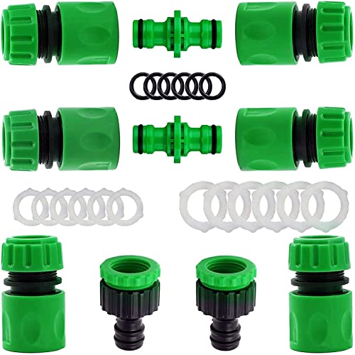 10Pack Garden Hose Pipe Fittings Kit for Outdoor tap&Join Hose Pipe Tube(2 Double Male Snap Connector,6 Hose End Quick Connector,2 Hose Tap Connector