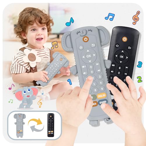 Baby Toys - Baby Remote Control Toy with Elephant Silicone Cover - Educational Musical Baby Toddler toys with Realistic Play, Lights, and Sounds - Boy