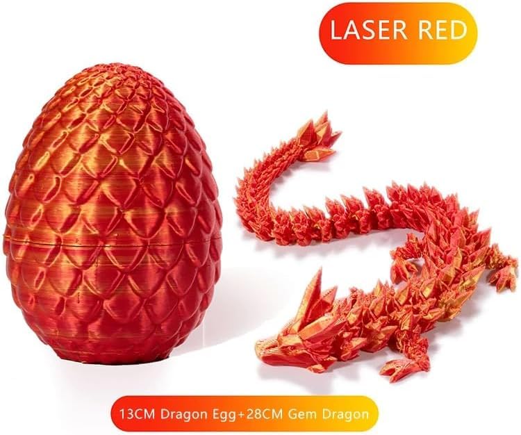 3D Printed Dragon in Egg,Full Articulated Dragon Crystal Dragon with Dragon Egg,Flexible Joints Home Decor Executive Desk Toys,Home Office Decor