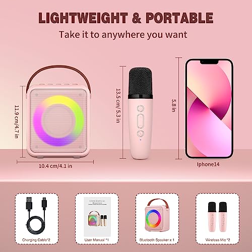 Ankuka Karaoke Toys for Kids & Adults with 2 Microphones, Portable Karaoke Machine with LED Light and Voice Changing Effects, Gifts for Age 3-18 Kids
