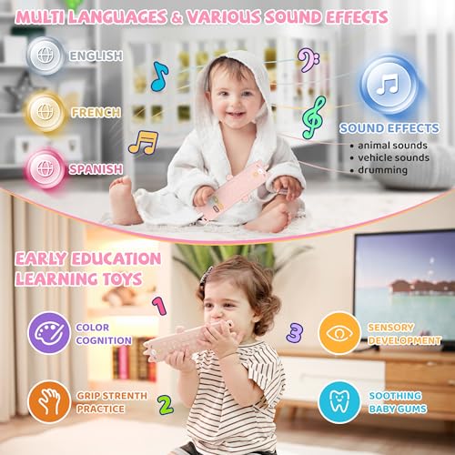Baby Girl Toys - Baby Remote Control Toy with Unicorn Silicone Cover - Baby Musical Toys Toddler Toys with Realistic Play, Lights, and Sounds - 6, 9,