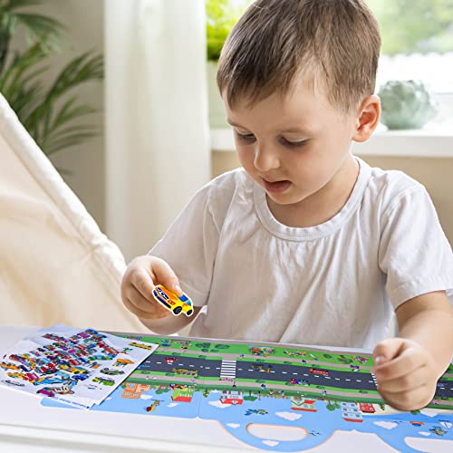 ASTARON Reusable 3D Puffy Sticker Book for Kids, 88 Pcs Cute Waterproof Vehicles Stickers,Puffy Sticker Game Travel Stickers and Educational Sensory