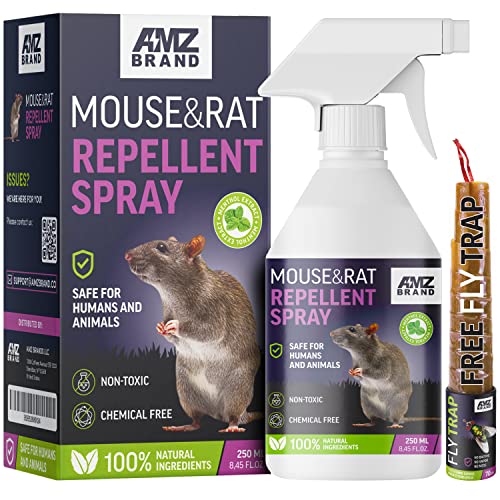 AMZ BRAND Premium Mouse Repellent Spray - Anti-Rat Peppermint Oil Spray for Indoor Use - 250ml - Natural Mint Extract with Pleasant Scent - Non Toxic