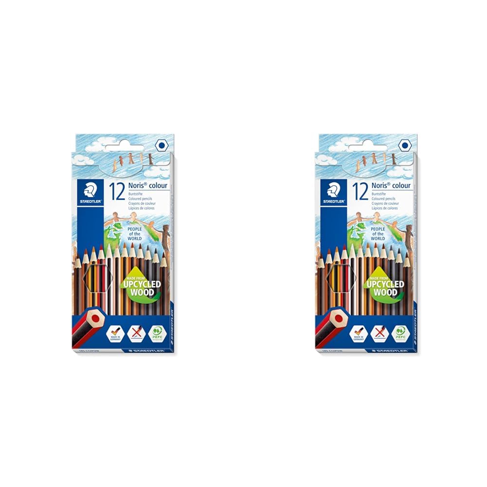 STAEDTLER 185 C12POW Noris Colour Colouring Pencils - 12 Assorted People of the World Colours (Pack of 24 Pencils)