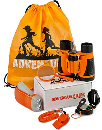 Adventure Kidz - Outdoor Exploration Kit, Children?s Toy Binoculars, Torch, Compass, Whistle, Magnifying Glass, Backpack. Great Kids Gift Set for