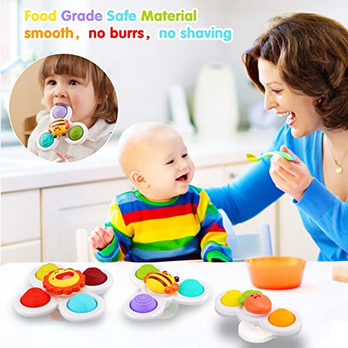 AIUOKYA Suction Cup Spinner Toys, Simple Dimple Suction Toy with Silicone Bubbles Kids for Bath and Window, Baby Toys for 1+ Years Old
