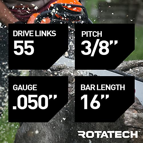 2 X 16" 40cm Rotatech Chainsaw Chains. 3/8" LP Pitch, 0.50" Gauge, 55 DL Drive Links. Compatible With Stihl 018 MS180 MS181 020 021 023 MS200T MS211