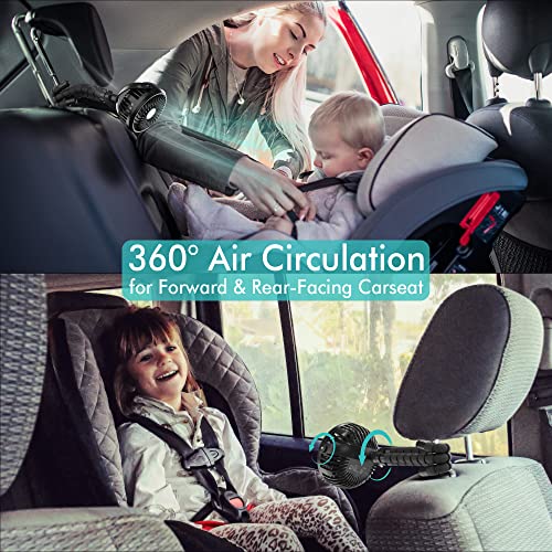 Amacool Battery Operated Stroller Fan Flexible Tripod Clip On Fan with 3 Speeds and Rotatable Handheld Personal Fan for Car Seat Crib Bike Treadmill