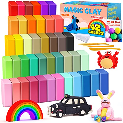 Air Dry Clay 42 Colors, Modelling Clay for Kids, DIY Molding Magic Clay for with Tools, Craft Kit for Kids Boys Girls, Toys Gifts for Age 3 4 5 6 7 8+
