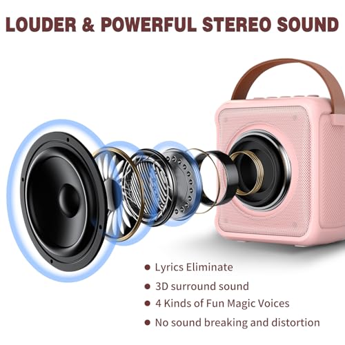 Ankuka Karaoke Toys for Kids & Adults with 1 Microphones, Portable Karaoke Machine with LED Light and Voice Changing Effects, Gifts for Age 3-18 Kids