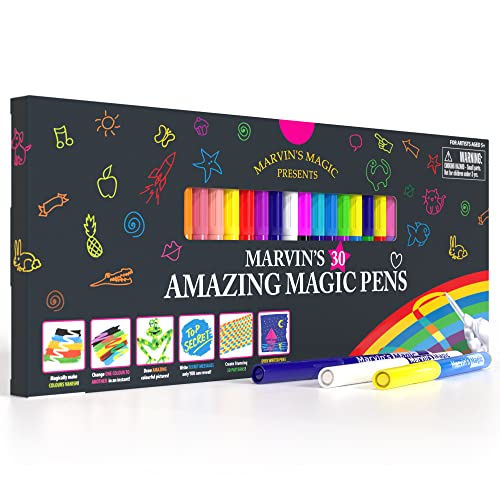 Marvin's Magic - Amazing Magic Pens - Colour Changing Magic Colouring Pens Set - Create 3D Lettering or Write Secret Messages - Magical Art Supplies