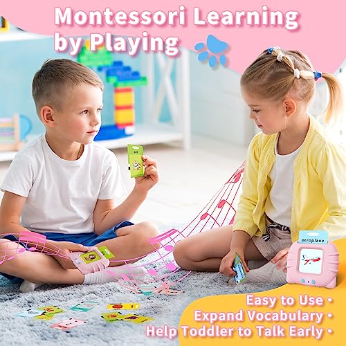 Aullsaty Toddler Toys Talking Flash Cards for 1 2 3 4 5 6 Year Old Boys and Girls, Autism Sensory Toys for Autistic Children, Learning Educational