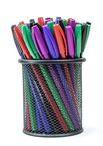 Eziglide Ballpoint Assorted Pen, Pack of 100 Ballpoint Pens, Smooth Writing Action-Medium Point 1.0mm Coloured Pens Multipack - Ball Point Pens Ideal