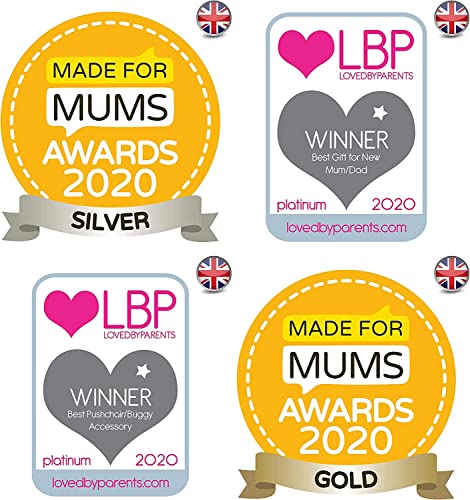 Baby Uma Leather-Style Buggy Clips - 2-Pack of Universal Pram Clips, Non-Slip Buggy Accessories, Carry up to 5 kg per Buggy Clip, Pram Hooks for Bags,