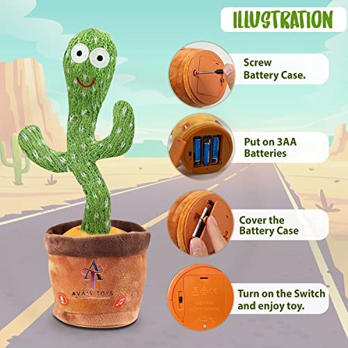Ava's Toys Dancing Cactus Voice Recorder Baby Toys - Plush Toys Singing Cactus Toy,Toys- Repeat What You Say Talking Cactus