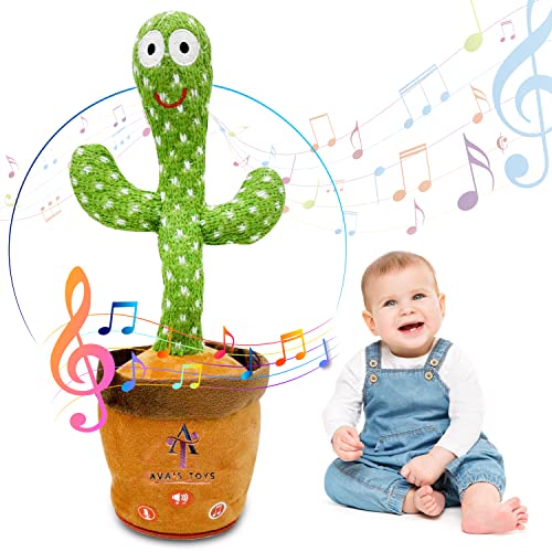 Ava's Toys Volume Control Dancing Cactus- Voice Recorder Baby Toys- Talking and Singing Cactus- Repeat What You Say Learning Toy