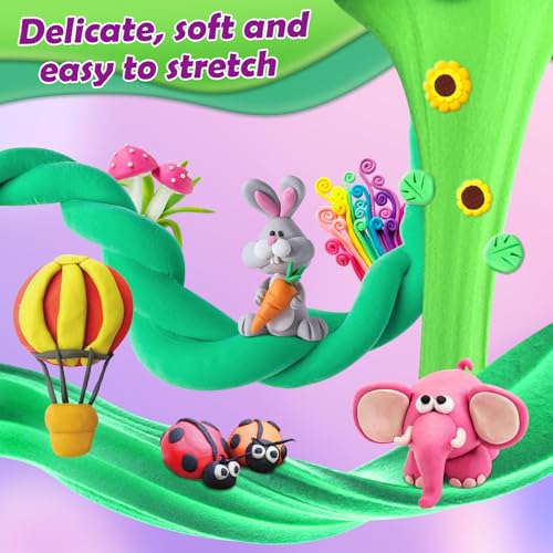 Air Dry Clay 76 Colors, Modelling Clay for Kids, DIY Molding Magic Clay for with Tools, Soft & Ultra Light, Toys Gifts for Age 3 4 5 6 7 8+ Years Old