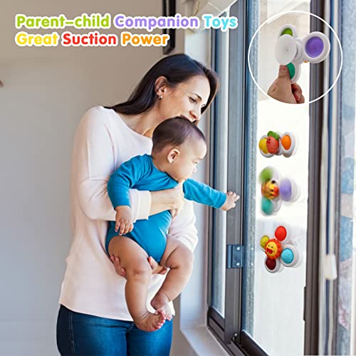 AIUOKYA 6 PCS Suction Cup Spinner Toys, Simple Dimple Suction Toy with Silicone Bubbles Kids for Bath and Window, Suction Cup Spinner Baby Toys for 1+