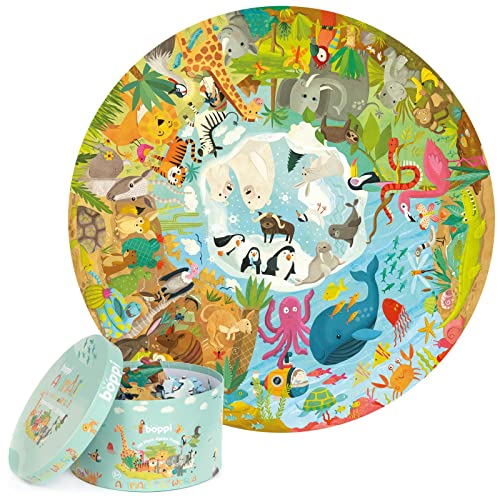 Animals of the World Jigsaw Kids Round Puzzle for Children Age 5-8 Year Olds - 100% Recycled Card 150 Piece Animal Jigsaw Puzzles for Kids 5+ Years