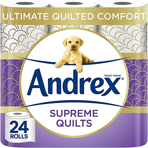 Andrex Supreme Quilts Quilted Toilet Paper - Toilet Roll Pack - 25% Thicker Than Before to Provide Ultimate Quilted Comfort with Unique Air Pocket