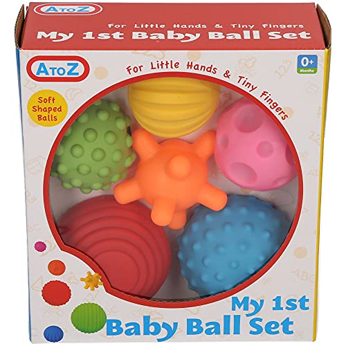 A to Z 61017 My First Baby Multi Textured Sensory Soft Balls, multicolor