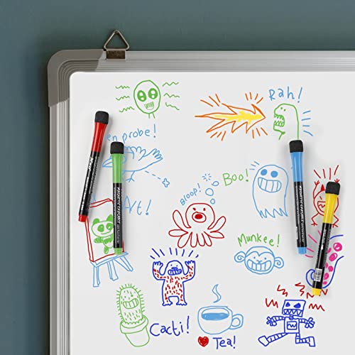 ABEIER whiteboard markers whiteboard pens:12 Magnetic Whiteboard Pens and Eraser set, 12 Colors Fine Tip Whiteboard Markers, Low-Odor, Non-Toxic Fine