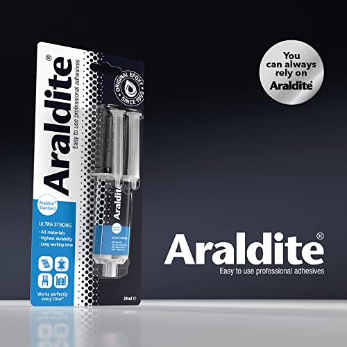 Araldite Standard 2-Part Epoxy Syringe Ultra Strong, Multipurpose & Solvent-Free Adhesive Works as Ceramic, Plastic, Metal, Jewellery & Glass Glue For