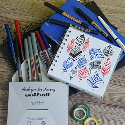 uni-ball Eye Assorted Rollerball Pens. Pack contains 3 x UB-157 Fine, 3 x UB-150-10 Broad, 3 x UB-185 Needle, 3 x UB-150 Micro + 1 x Exclusive Signo