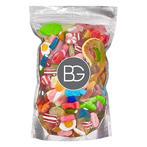 BG Mixed Quality Pick & Mix Sweets - Large Retro Candy Sweeties Assortment, 1kg Pouch Gummy Jelly Fizzy Gift Chewy Pick n Mix