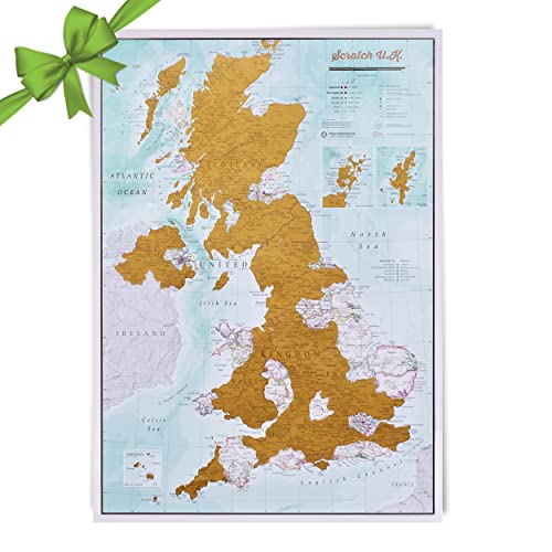 UK Map Poster- United Kingdom Scratch Off Print - Most Detailed - Camper Van Accessories - Maps International - 59 x 42 cm