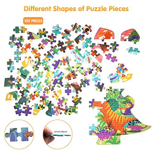AivaToba Stegosaurus Jigsaw Puzzle for Kids, 105 Pieces Jigsaw Puzzle with Large Pieces for Kids Age 4 5 6 7 8 9 10 Years