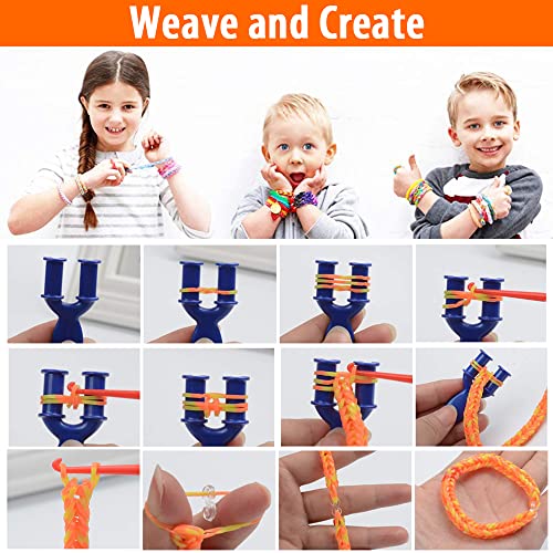 Loom Rubber Bands Set for Children, 2000+ Colourful Rubber Bands DIY Loom Bands Box with Accessories (Beads, Pendants, Charms, Y Loom, S Clips and
