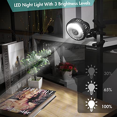 Amacool Battery Operated Stroller Fan Flexible Tripod Clip On Fan with 3 Speeds and Rotatable Handheld Personal Fan for Car Seat Crib Bike Treadmill