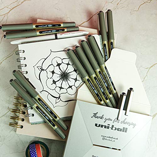 uni-ball UB-157 Eye Rollerball Pens. Premium Fine 0.7mm Ballpoint Tip for Super Smooth Writing, Drawing and Colouring. Fade and Water Resistant Liquid