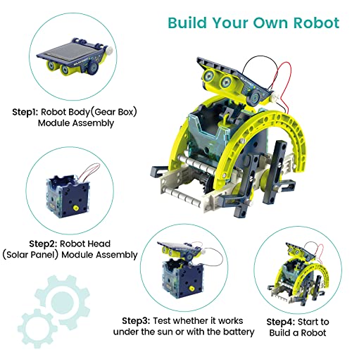 ACELIFE STEM Solar Robot Toy 12-in-1 Educational Science Kit DIY Building Toy Construction Engineering Set for Kids Age 8-12 Boys & Girls Birthday,