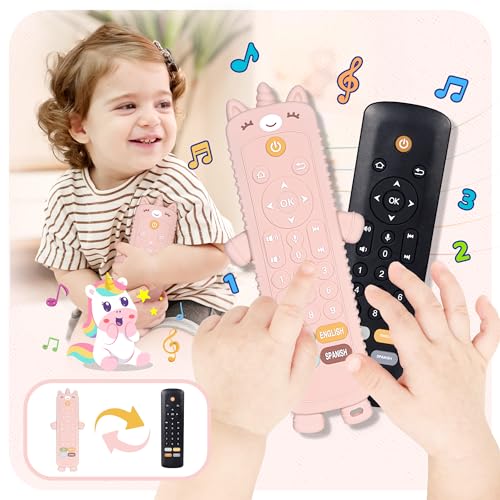 Baby Girl Toys - Baby Remote Control Toy with Unicorn Silicone Cover - Baby Musical Toys Toddler Toys with Realistic Play, Lights, and Sounds - 6, 9,
