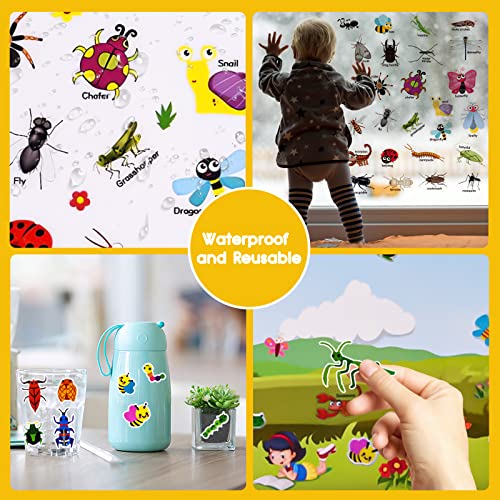 ASTARON Reusable 3D Puffy Sticker Book for Kids 3-6, Cute Waterproof Insects Stickers 88 Pcs,Puffy Sticker Game Travel Stickers and Educational