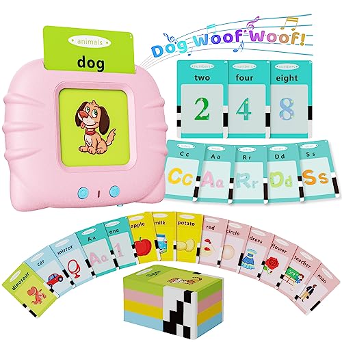 Aullsaty Toddler Toys Talking Flash Cards for 1 2 3 4 5 6 Year Old Boys and Girls, Autism Sensory Toys for Autistic Children, Learning Educational