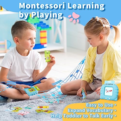 Aullsaty Toddler Toys Talking Flash Cards for 1 2 3 4 5 6 Year Old Boys and Girls, Autism Sensory Toys for Autistic Children, Learning Educational
