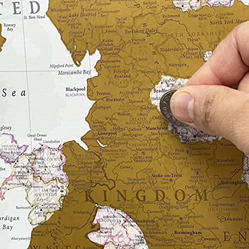 UK Map Poster- United Kingdom Scratch Off Print - Most Detailed - Camper Van Accessories - Maps International - 59 x 42 cm