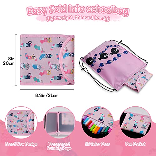 Erasable Drawing Pad, 8inch Plane Activities for Kids, Cat Travel Toys Doodle Book for Kids 3 4 5 6 7 8 Year Old Boy Girl Birthday Gifts, 14 Pages for