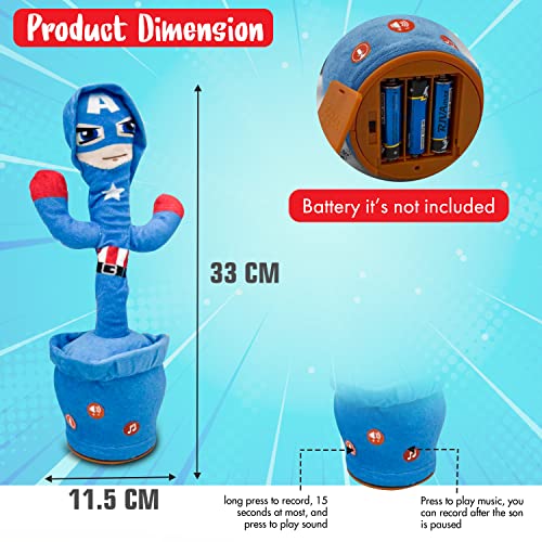 Ava's Toys Dancing Cactus - Plush Toys Singing Cactus Toy,Toys-Baby Toys, Repeat What You Say Talking Cactus,Superhero Toy