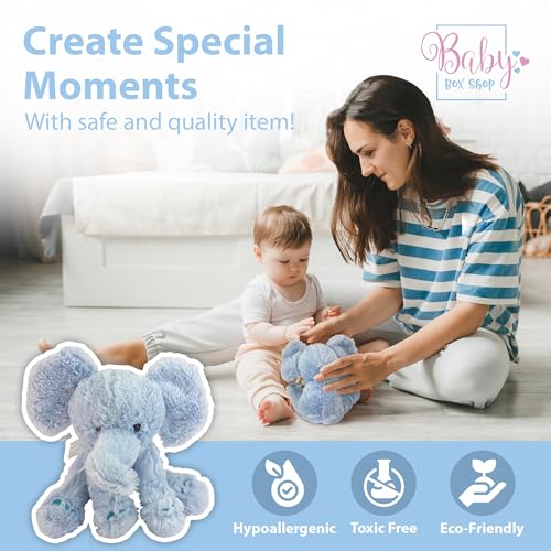 Baby Box Shop - Blue Elephant Teddy, Cuddly Toy for Babies, Baby Teddy, Stuffed Animal, Soft Toys for Babies, Blue Teddy Elephant, Plush Teddy