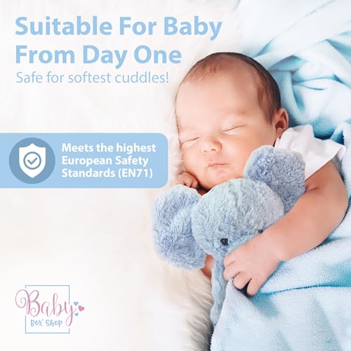 Baby Box Shop - Blue Elephant Teddy, Cuddly Toy for Babies, Baby Teddy, Stuffed Animal, Soft Toys for Babies, Blue Teddy Elephant, Plush Teddy