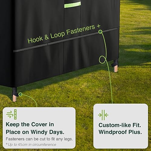 AWNIC Garden Furniture Cover Waterproof with Hooks Heavy Duty 420D Oxford, Windproof Anti-UV Outdoor Patio Table Covers with Air Vent, Cube Square