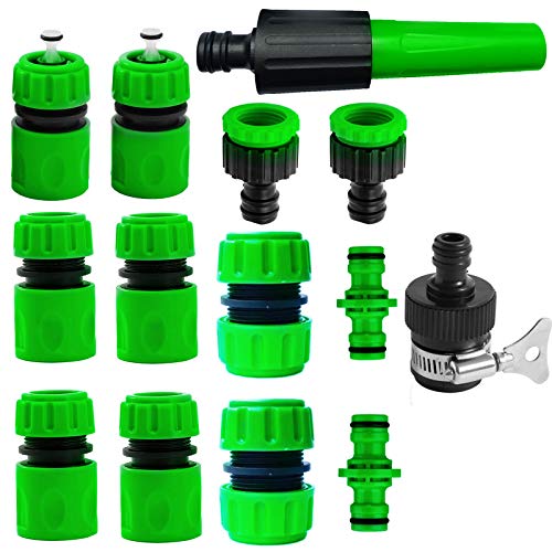 14Pack Hose Tap Connector Kit for Join Garden Hose Pipe(1Nozzle,1Mixer Tap Connector,2 Waterstop Connector,2 Repair Connector,2 Double Male