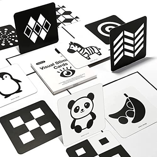 beiens High Contrast Baby Flashcards, Black and White Newborn Brain Development Toys, Visual Stimulation Learning Activity Cards for 0-3 Months, 20