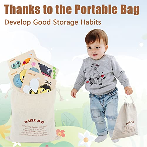 Airlab Wooden Jigsaw Puzzle for Kids, Garden Animals Chunky Shape Puzzles for Toddlers Over 1 2 3 Year Olds, Baby Montessori Preschool Educational