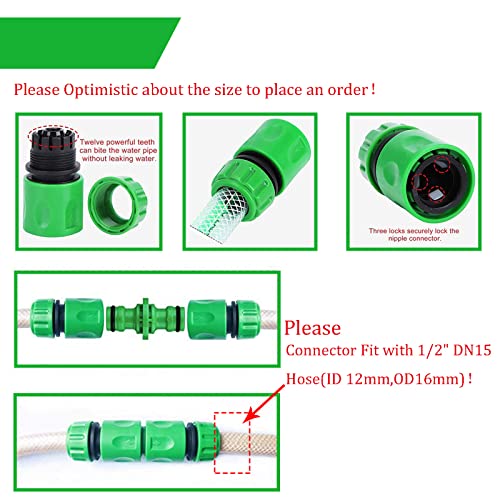 10Pack Garden Hose Pipe Fittings Kit for Outdoor tap&Join Hose Pipe Tube(2 Double Male Snap Connector,6 Hose End Quick Connector,2 Hose Tap Connector